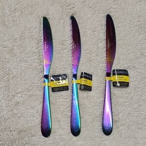 New Cambridge Byram Rainbow Color Dinner Knives Set Of 3 Titanium Plating